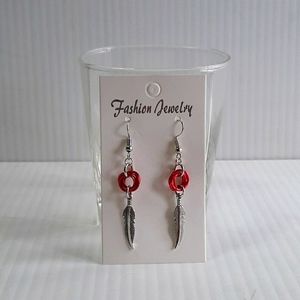 HandCraftedEarringsPiercedChainMaille/FeatherCharm